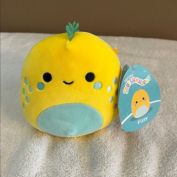 Original Squishmallows Fizzy Bright Yellow with Green Details New with Tags - Picture 2 of 12